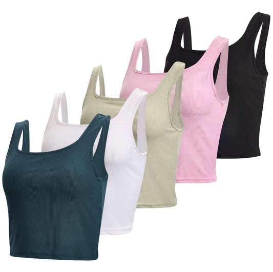 Ribbed Seamless Square Neck Crop Tank